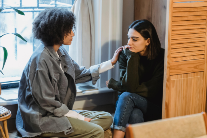 Woman showing her friend support during a difficult time.