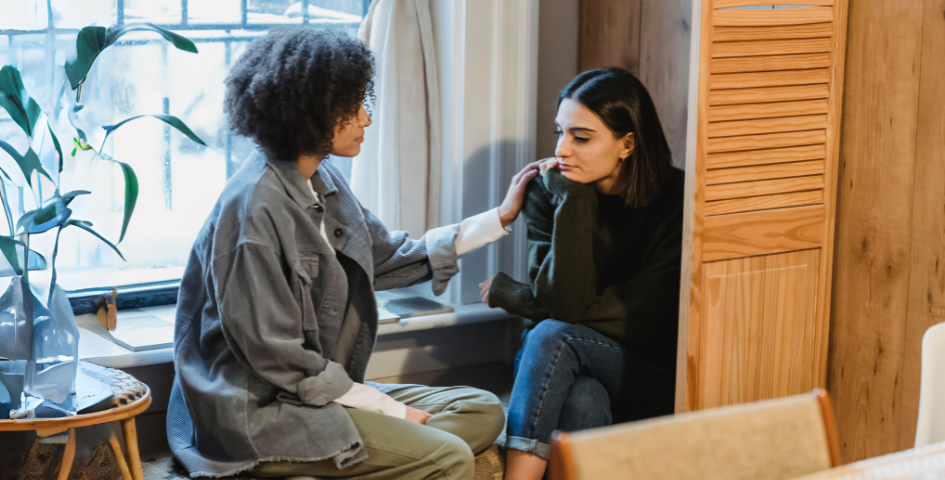 Woman showing her friend support during a difficult time.